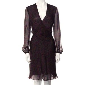 Burberry Silk Mini Dress Brown Pattern Size S